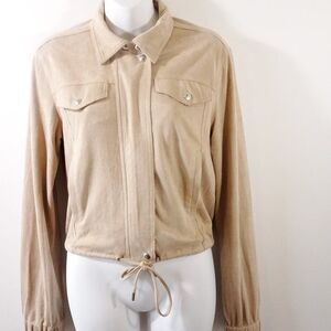 Blank NYC Vegan Suede Drawstring Bomber Jacket Size small NWOT 295.00